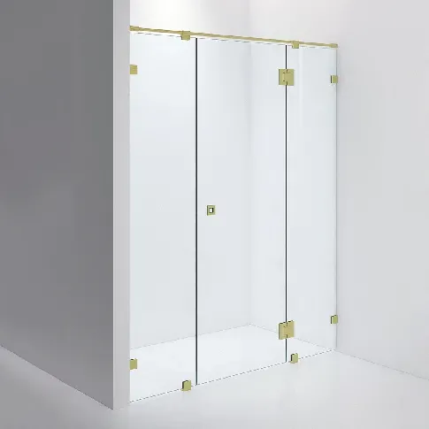 Bilde av best pris INR Iconic Nordic Rooms Dusjnisje ARC 7 Måltilpasset Brushed Brass / Timeless Klart Glass Dusjnisje