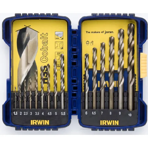Bilde av best pris Irwin HSS Cobalt Borsett 1-10 mm - 15 deler - til rustfri stå Verktøy > Tilbehør til verktøy