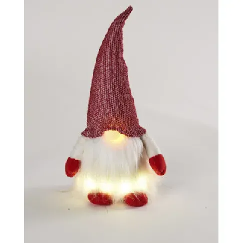 Bilde av best pris Juledekorasjon Tekstilnissen Claus med LED lys Strikking, pynt, garn og strikkeoppskrifter