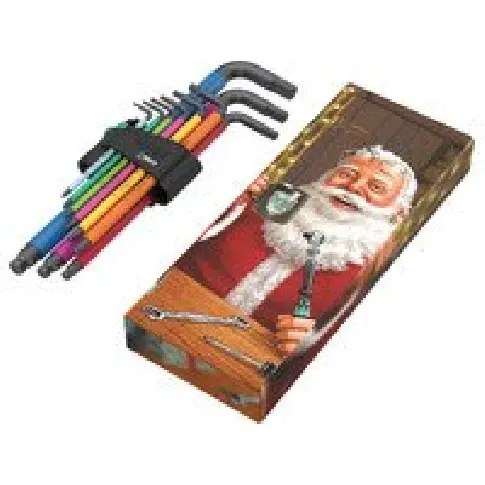 Bilde av best pris Julesett 9 stk. L-nøkkelnøkler for unbrakonøkler, 950/9 Hex-Plus Multicolor Christmas 2023 Wera [05136041001] som gave El-verktøy - Tilbehør - Bits & Borsett