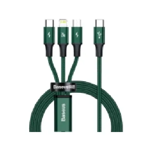Bilde av best pris Kabelis USB-C 3w1 Baseus Rapid Series, mikro USB / Lightning / USB-C, 20 W, 1.5 m (grün) PC tilbehør - Kabler og adaptere - Datakabler