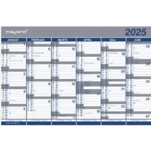 Bilde av best pris Kartonkalender halvårs 2025 44x29cm 25 0630 00 Papir & Emballasje - Kalendere & notatbøker - Kalendere