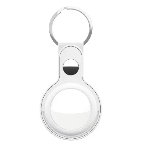 Bilde av best pris Keybudz - Leather Keyring for AirTag 2-pack (Color: White) - Elektronikk