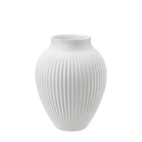 Bilde av best pris Knabstrup Keramik Vase 20cm Riflet Hvit Hjem og hage - Dekor - Vaser