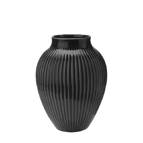 Bilde av best pris Knabstrup Keramik Vase 20cm Riflet Svart Hjem og hage - Dekor - Vaser