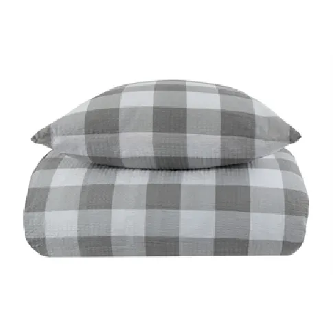 Bilde av best pris Krepp sengetøy - 140x200 cm - Check grey - 100% bomull Sengetøy ,  Enkelt sengetøy , Enkelt sengetøy 140x200 cm