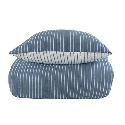 Bilde av best pris Krepp sengetøy - 150x210 cm - Blå og hvit - Striper - 100% bomull Sengetøy ,  Enkelt sengetøy , Sengetøy 150x210 cm