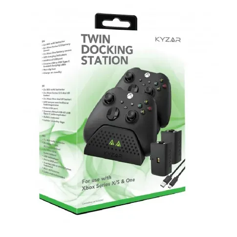 Bilde av best pris Kyzar Twin Docking Station for Xbox Series X/S - Tilbehør til spillekonsol - Microsoft Xbox One - Videospill og konsoller