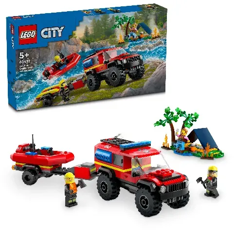 Bilde av best pris LEGO City - Firehjulsdrevet brannbil med redningsbåt (60412) - Leker