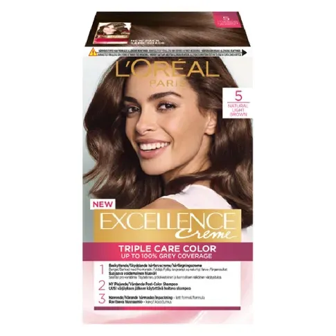 Bilde av best pris L'Oréal Paris Excellence Creme 5 Natural Light Brown Hårpleie - Hårfarge - Permanent hårfarge