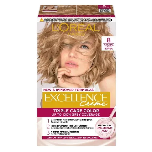 Bilde av best pris L'Oréal Paris Excellence Creme 8 Natural Light Blonde Hårpleie - Hårfarge - Permanent hårfarge