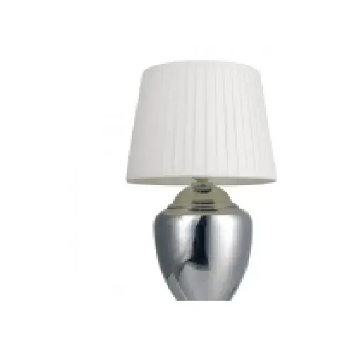 Bilde av best pris Lampa stołowa Platinet PLATINET TABLE LAMP LAMPA STOŁOWA SILVER BASE, WHITE SHADE, H35 [45690] Belysning - Innendørsbelysning - Bordlamper
