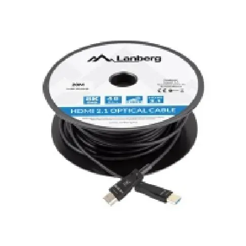 Bilde av best pris Lanberg - High Speed - HDMI-kabel med Ethernet - HDMI hann til HDMI hann - 80 m - dobbeltisolert - svart - Active Optical Cable (AOC), 8 K 30 Hz (7680 x 4320) støtte, 4K 144Hz støtte, 8K60Hz (7680 x 4320) support (DSC), DSC 1.2 support PC tilbehør - Kable