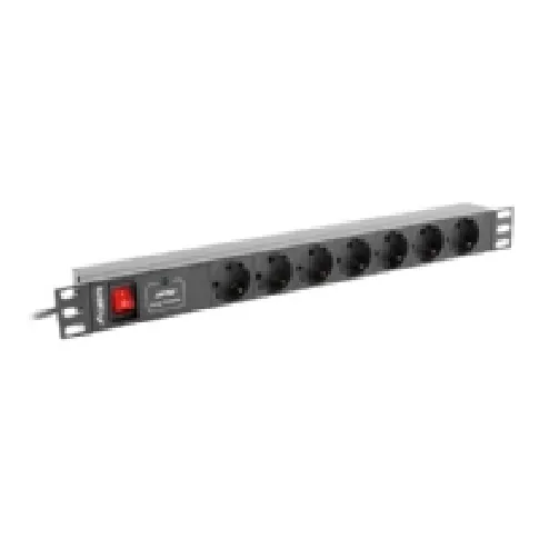 Bilde av best pris Lanberg PDU-07F-0200-IEC-BK - Strømfordelerenhet (kan monteres i rack) - AC 220-250 V - 2500 watt - enkeltfase - inngang: IEC 60320 C14 10A - utgangskontakter: 7 (7 x Type F) - 1U - 19 - 2 m kabel - svart PC & Nettbrett - UPS - Tilbehør UPS