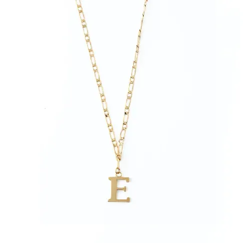 Bilde av best pris Large Letter Necklace On Open Link Chain - E In Gold - Accessories