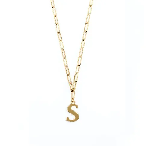 Bilde av best pris Large Letter Necklace On Open Link Chain - S In Gold - Accessories