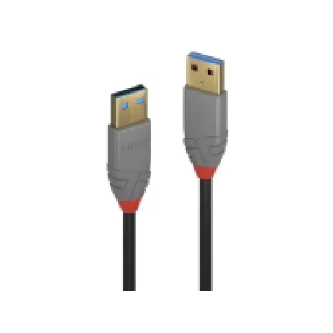 Bilde av best pris Lindy 36753, 3 m, USB A, USB A, USB 3.2 Gen 1 (3.1 Gen 1), 5000 Mbit/s, Sort, Grå PC tilbehør - Kabler og adaptere - Datakabler