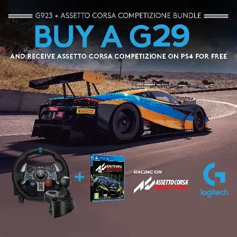 Bilde av best pris Logitech G29 Driving Force incl shifter + Assetto Corsa Competizione - PlayStation 4 Games Bundle - Videospill og konsoller