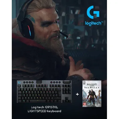 Bilde av best pris Logitech - G915 TKL Tactile Gaming Keyboard​ + Assassin’s Creed: Valhalla PC Bundle - Datamaskiner