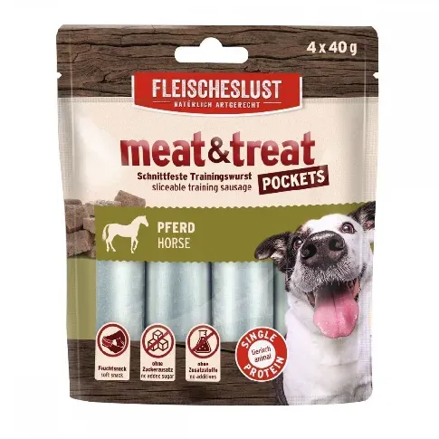 Bilde av best pris MEAT & trEAT-Pockets Horse 4 x 40 g Hund - Hundegodteri - Godbiter til hund