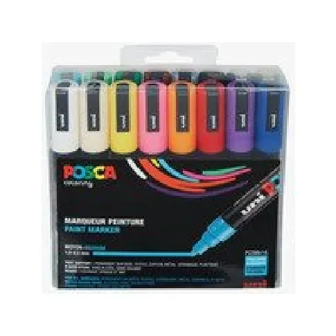 Bilde av best pris Marker Uni Posca Corner PC-5M-16 med 16 stk. ass. farver Skriveredskaper - Markør