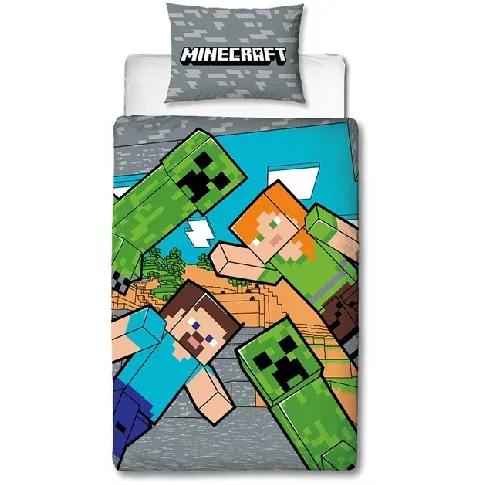 Bilde av best pris Minecraft sengetøy - 140x200 cm - Creeper sengesett - 2 i 1 design - 100% bomull Sengetøy , Barnesengetøy , Barne sengetøy 140x200 cm