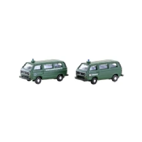 Bilde av best pris Minis by Lemke LC4353 N Personbil model Volkswagen T3, sæt med 2 stk. bus BGS + jernbanepoliti Hobby - Modelltog - Spor H0