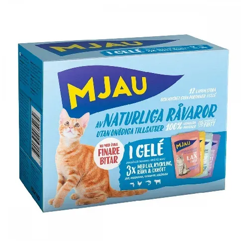 Bilde av best pris Mjau Multipack Kjøtt- og fiskesmaker i gelé Katt - Kattemat - Våtfôr