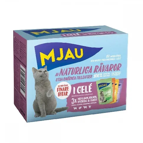 Bilde av best pris Mjau Multipack Kjøttsmaker i gelé 12x85 g Katt - Kattemat - Våtfôr