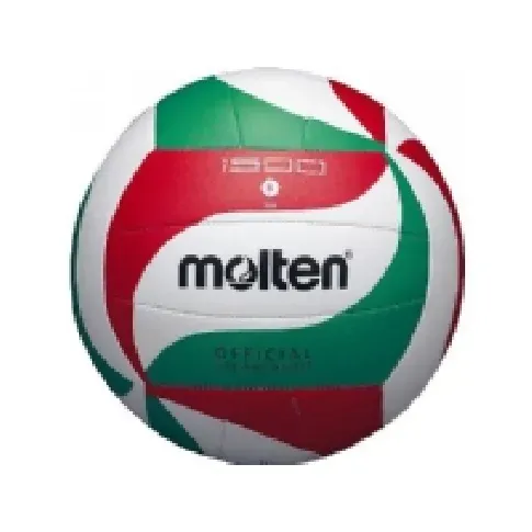 Bilde av best pris Molten V5M1500, Hvit, Lær, Syntetisk, 18-panel ball, Inne & Ute, Red, Green, Black, Mønster Sport & Trening - Sportsutstyr - Volleyballer