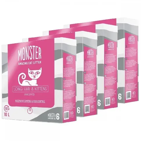 Bilde av best pris Monster Long Hair & Kitten Unscented 4 x 10L Katt - Kattesand