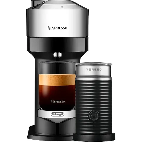 Bilde av best pris Nespresso Vertuo Next Deluxe Value Pack kaffemaskin og melkeskummer, ren krom Kapselmaskin