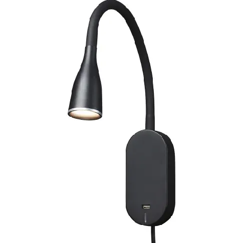 Bilde av best pris Nielsen Eye Vegglampe med USB-uttak &amp; LED 5W, sort Lamper &amp; el > Lamper &amp; spotter