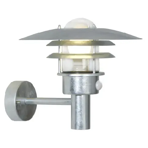 Bilde av best pris Nordlux Lønstrup 32 utendørs vegglampe med sensor, galvanisert stål Vegglampe