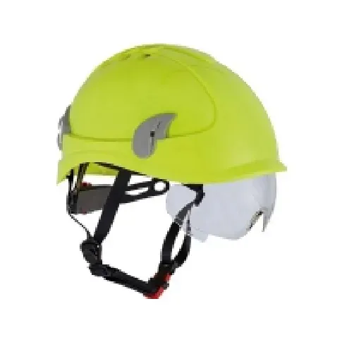 Bilde av best pris OTTO SCHACHNER Klatrehjelm med integreret hjelmbrille i hi-viz gul Klær og beskyttelse - Diverse klær