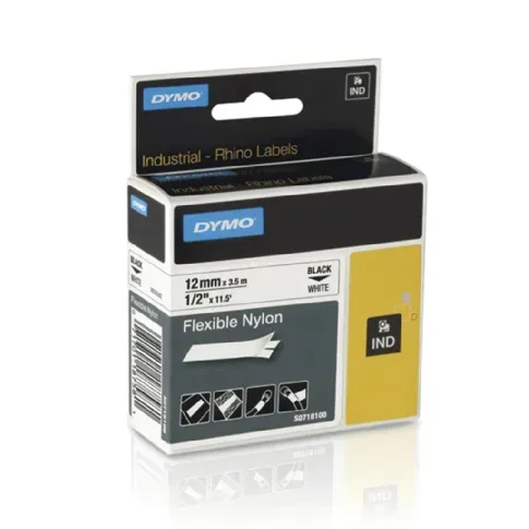 Bilde av best pris Other Tape Rhino flex nylon 12mm svart på hvit Kontorrekvisita,Merking