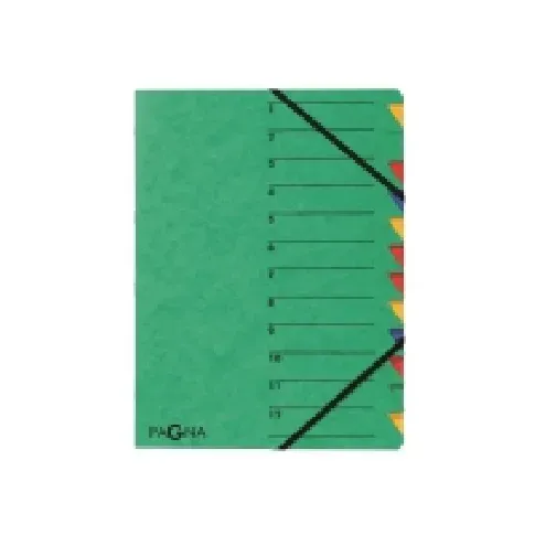 Bilde av best pris Pagna Easy - Klassifikasjonsmappe - 12 rom - 12 deler - fortrykt: 1-12 - grønn Arkivering - Elastikmapper & Chartekker - Sortering av mapper