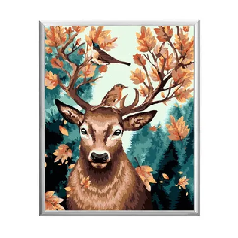 Bilde av best pris Paint By Numbers Forest Deer Strikking, pynt, garn og strikkeoppskrifter