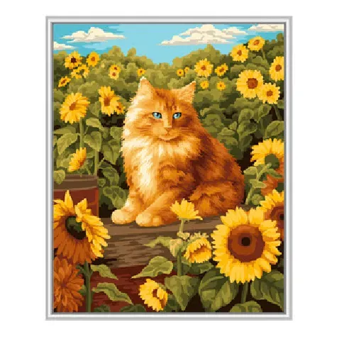 Bilde av best pris Paint By Numbers Katt med solsikker Strikking, pynt, garn og strikkeoppskrifter