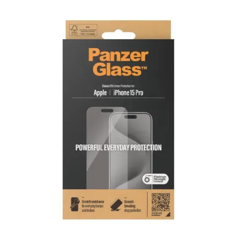 Bilde av best pris Panzerglass PanzerGlass skjermbeskytter iPhone 15 Pro Classic Fit Skjermbeskyttere,Elektronikk
