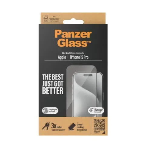 Bilde av best pris Panzerglass Skjermbeskytter iPhone 15 Pro Ultra-Wide Fit EasyAligner Skjermbeskyttere,Elektronikk