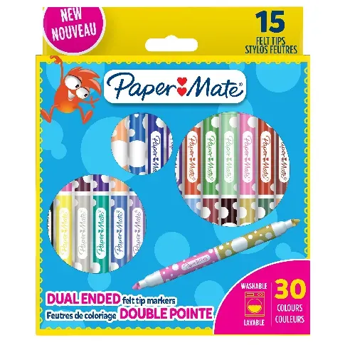 Bilde av best pris Paper Mate - Children's Colouring Twin Tip Felt Tip Pens 15-Blister (2180804) - Leker