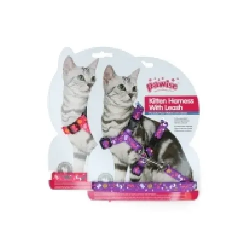 Bilde av best pris Pawise Kitten Harness Leash-Pink/Purple 1 st Kjæledyr - Katt - Halsbånd, seler og bånd Katt
