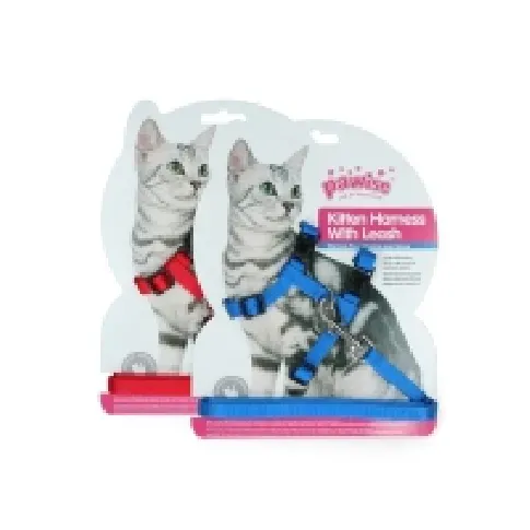 Bilde av best pris Pawise Kitten Harness Leash-Red/Blue 1 st Kjæledyr - Katt - Halsbånd, seler og bånd Katt