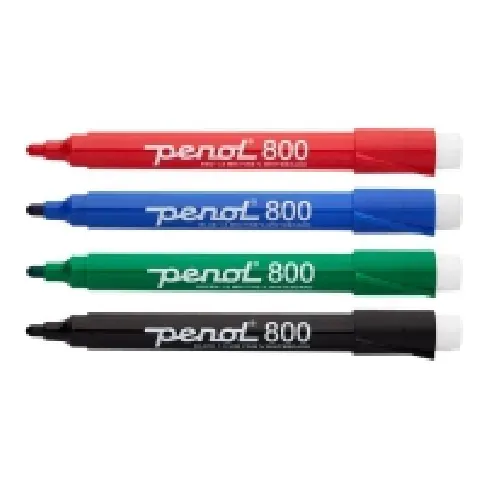 Bilde av best pris Penol 800 - Markør - for whiteboard - svart, rød, blå, grønn - alkoholbasert blekk - 1.5 mm - fin (en pakke 4) Skriveredskaper - Markør - Whiteboardmarkør