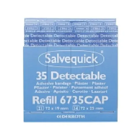 Bilde av best pris Plaster Salvequick 35 Blue Detectable pakke a 6 sæt Klær og beskyttelse - Sikkerhetsutsyr - Førstehjelp