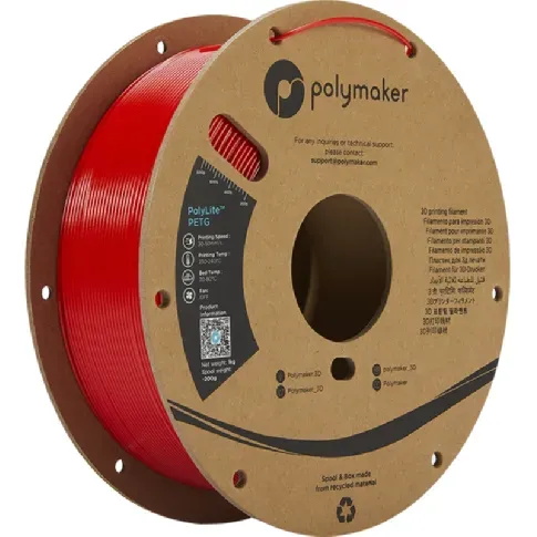 Bilde av best pris Polymaker Polymaker Polymaker Polylite PETG 1,75 mm - 1kg Röd PETG-filament,3D skrivarförbrukning