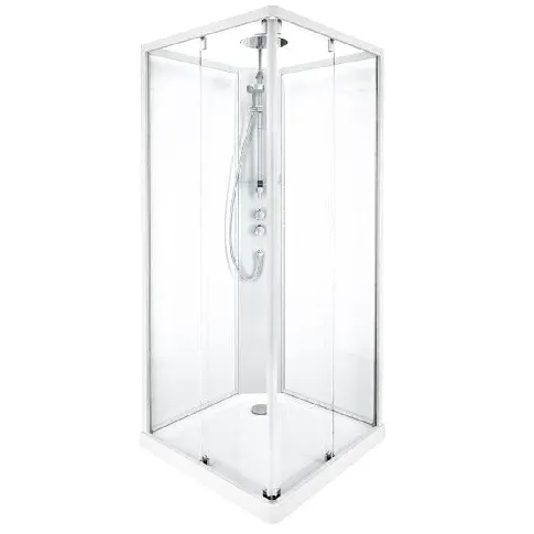 Bilde av best pris Porsgrund Showerama 10-5 F Dusjkabinett - Firkantet Hvit Matt / 90x90cm Klart Glass Dusjkabinett