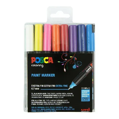Bilde av best pris Posca - PC1MR - Extra Fine Tip Pen - Basic Colors, 16 pc - Leker