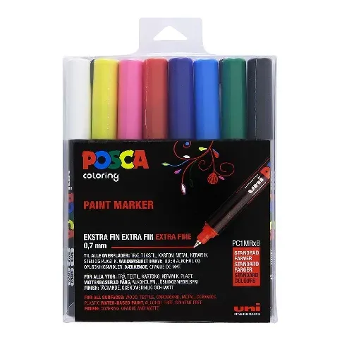 Bilde av best pris Posca - PC1MR - Extra Fine Tip Pen - Basic Colors, 8 pc - Leker